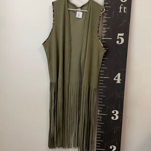 Boutique green fringed vest nwt 3xl